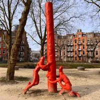 Fredrik Hendrikplantsoen red street art work by Joep van Lieshout.