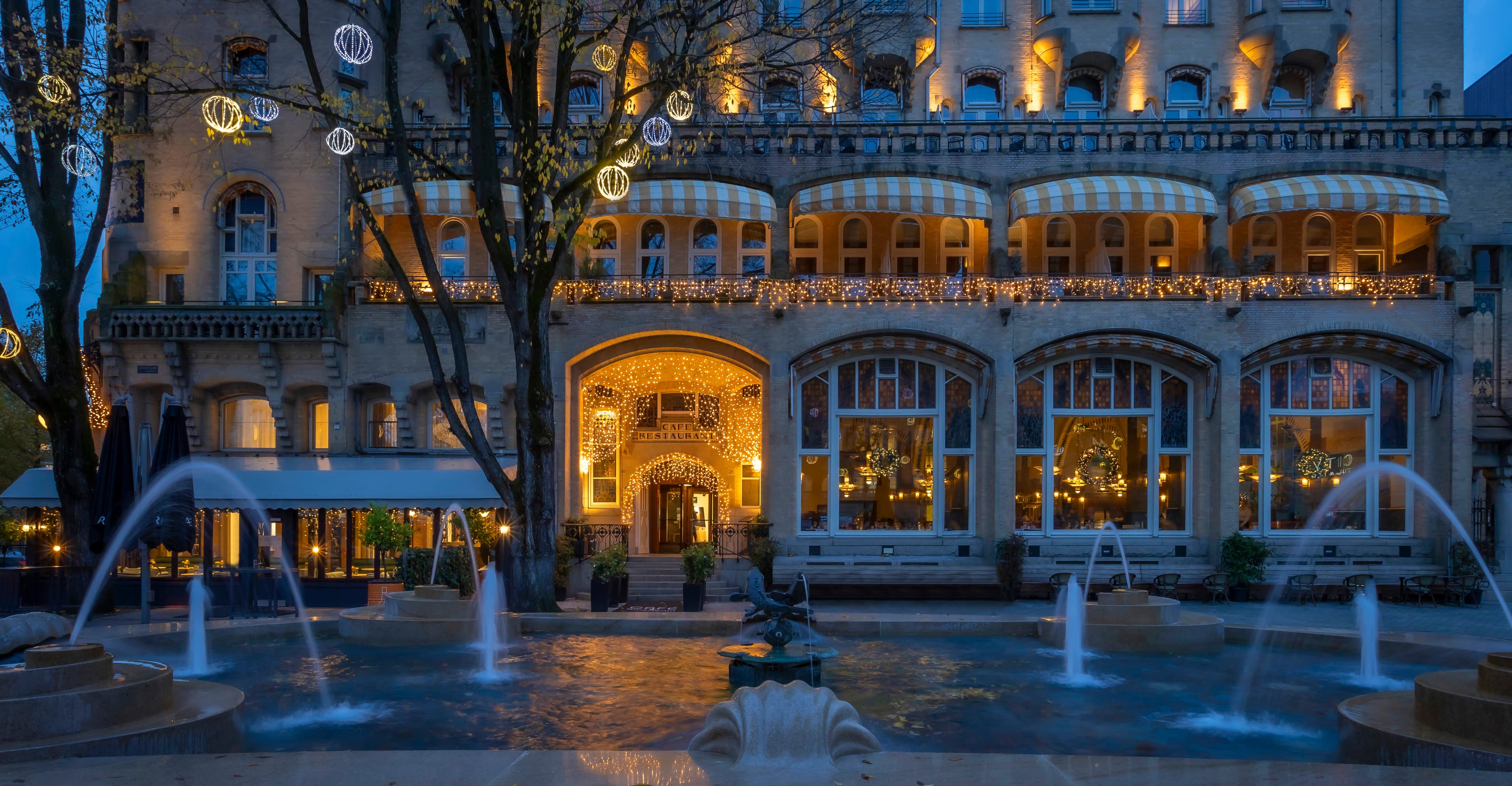 Exterior by night