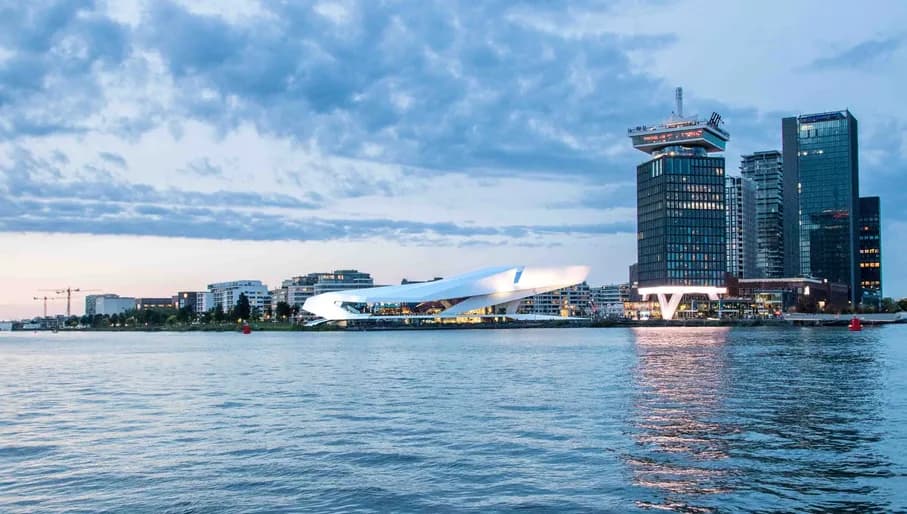 Eye Filmmuseum exterior with view over 't IJ