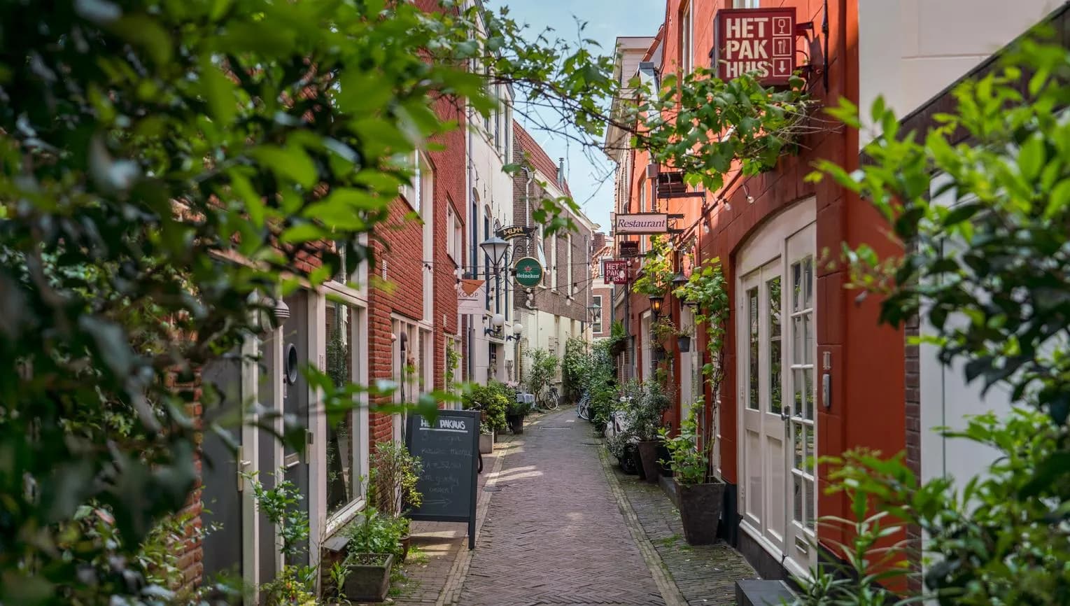 Narrow street in Haarlem.