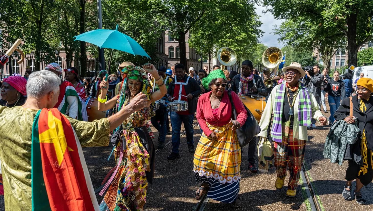 The 'Bigi Spikri' march during Keti Koti 2022.