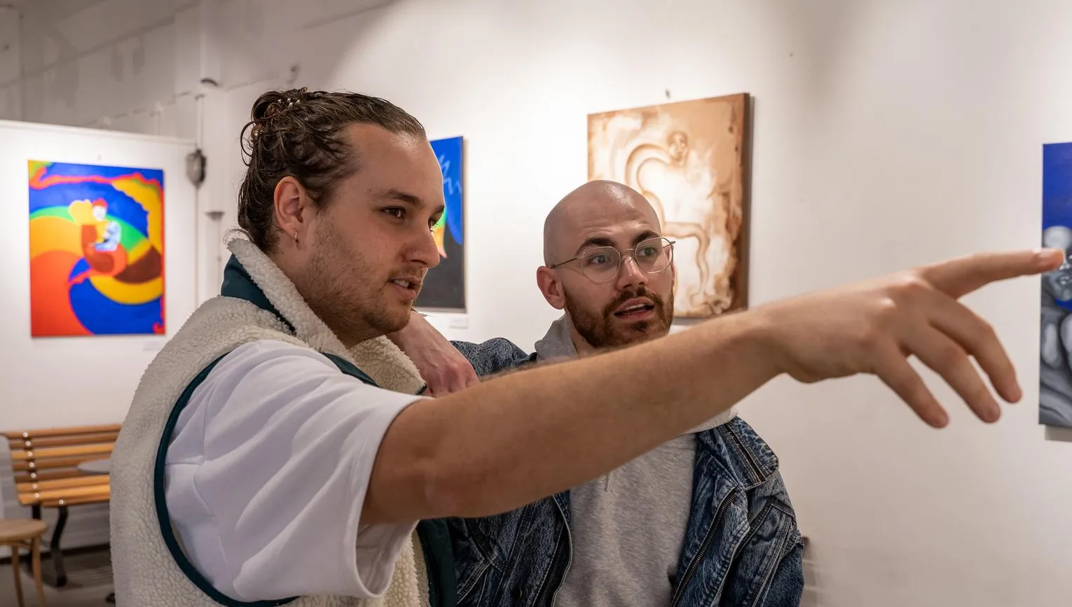 A couple visits OSCAM - Open Space Contemporary Art Museum.