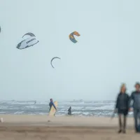 Kite surfers at Amsterdam Beach IJmuiden