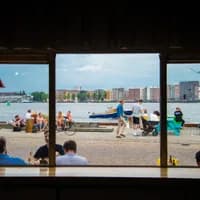 FC Hyena cinema restaurant terrace in Summer