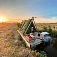woman staying the night in a tent