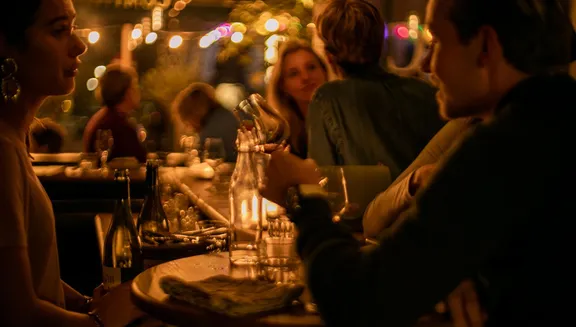 People sitting at the bar at Compartir wine bar and restaurant on Spaarndammerstraat