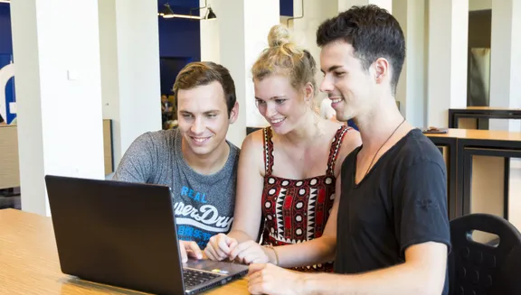 Students working on an assignment together