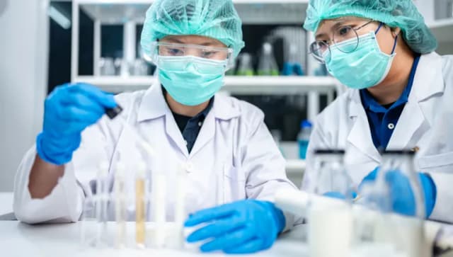 professional health care researchers working in life of medical science laboratory, technology of medicine chemistry lap experiment for hospital