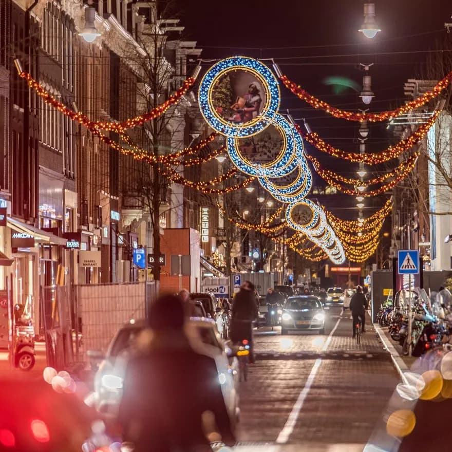 Lights in the winter at Christmas in the PC Hooftstraat shopping street