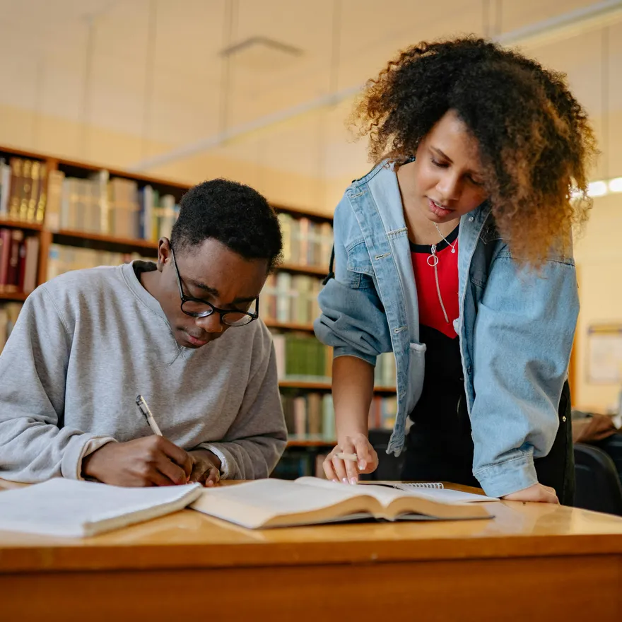 Pexels stock photo with two school children teens