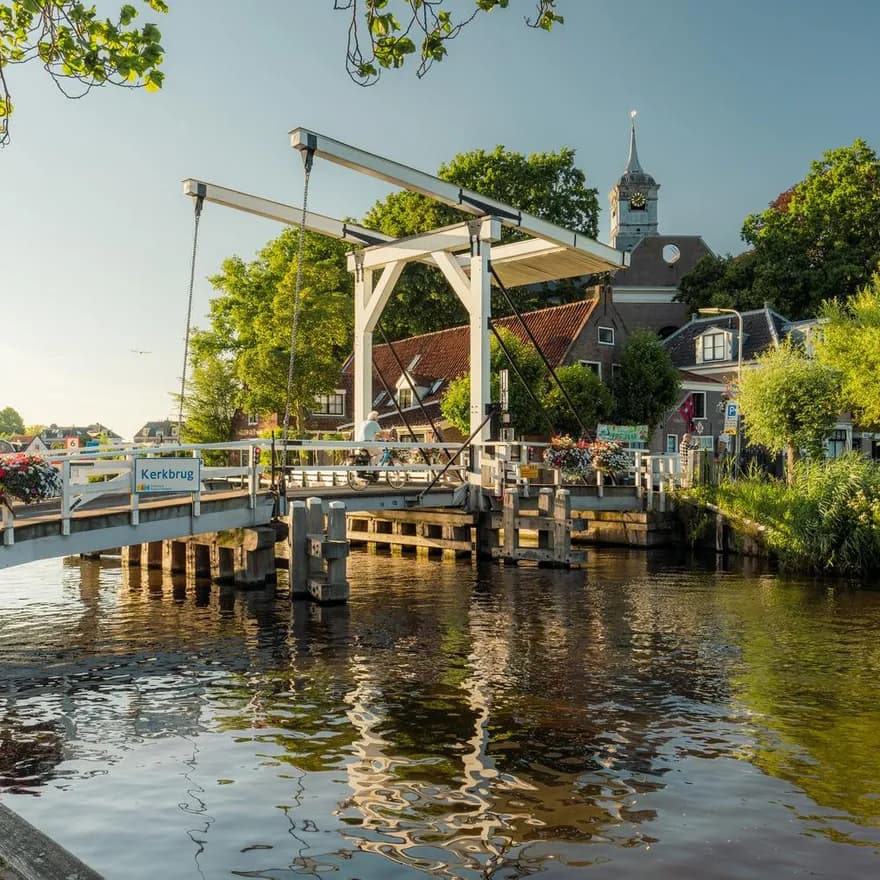 The 'Kerkbrug'(churce bridge) over the river Amstel in the village of Oudekerk aan de Amstel.