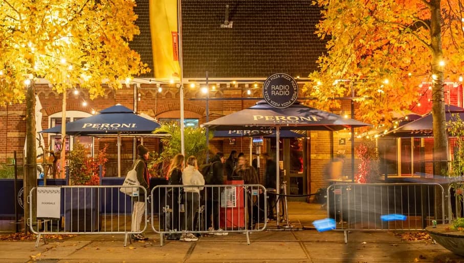 People in line for nightclub Radio Radio during Amsterdam Dance Event (ADE) 2022.