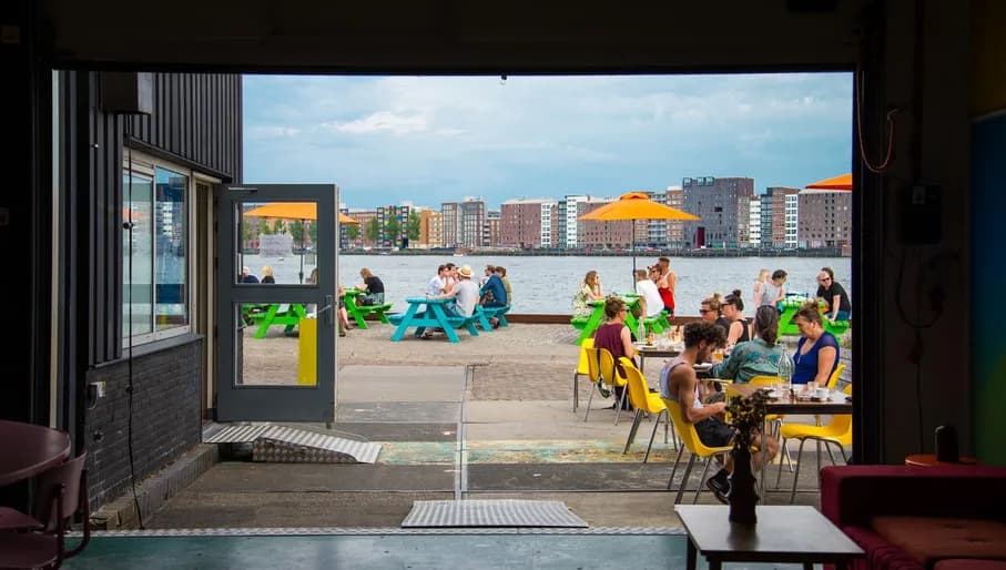 FC Hyena cinema restaurant terrace in Summer