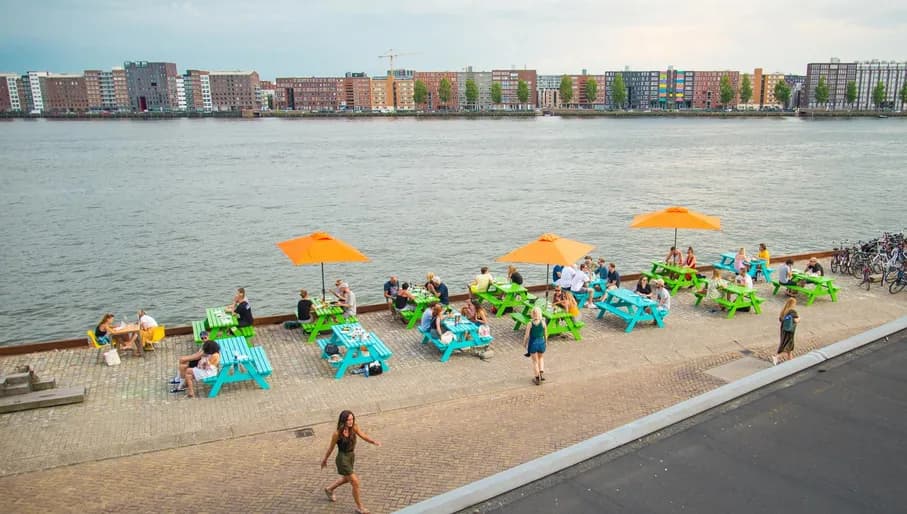 FC Hyena cinema restaurant terrace in Summer