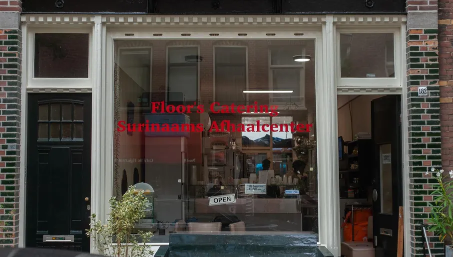 Exterior of Floor's Catering roti shop Amsterdam
