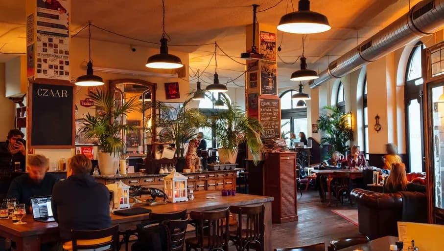 Café Czaar interior bar with people