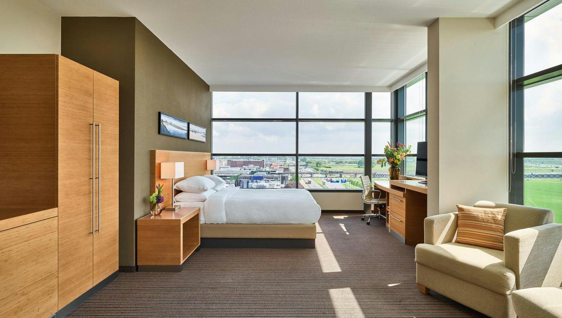 Double bedroom of Hyatt Place Hotel, Amsterdam Airport.