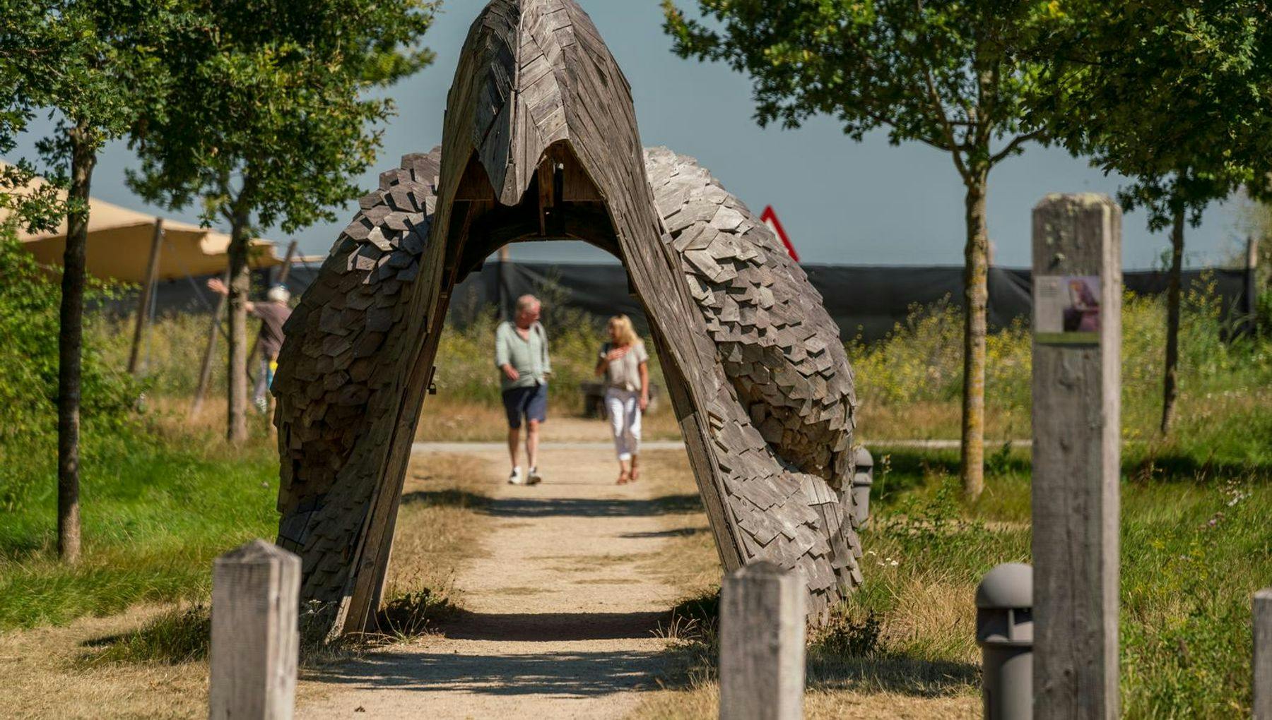 The eagle archway of nature reserve Oostvaardersplassen in Flevoland.