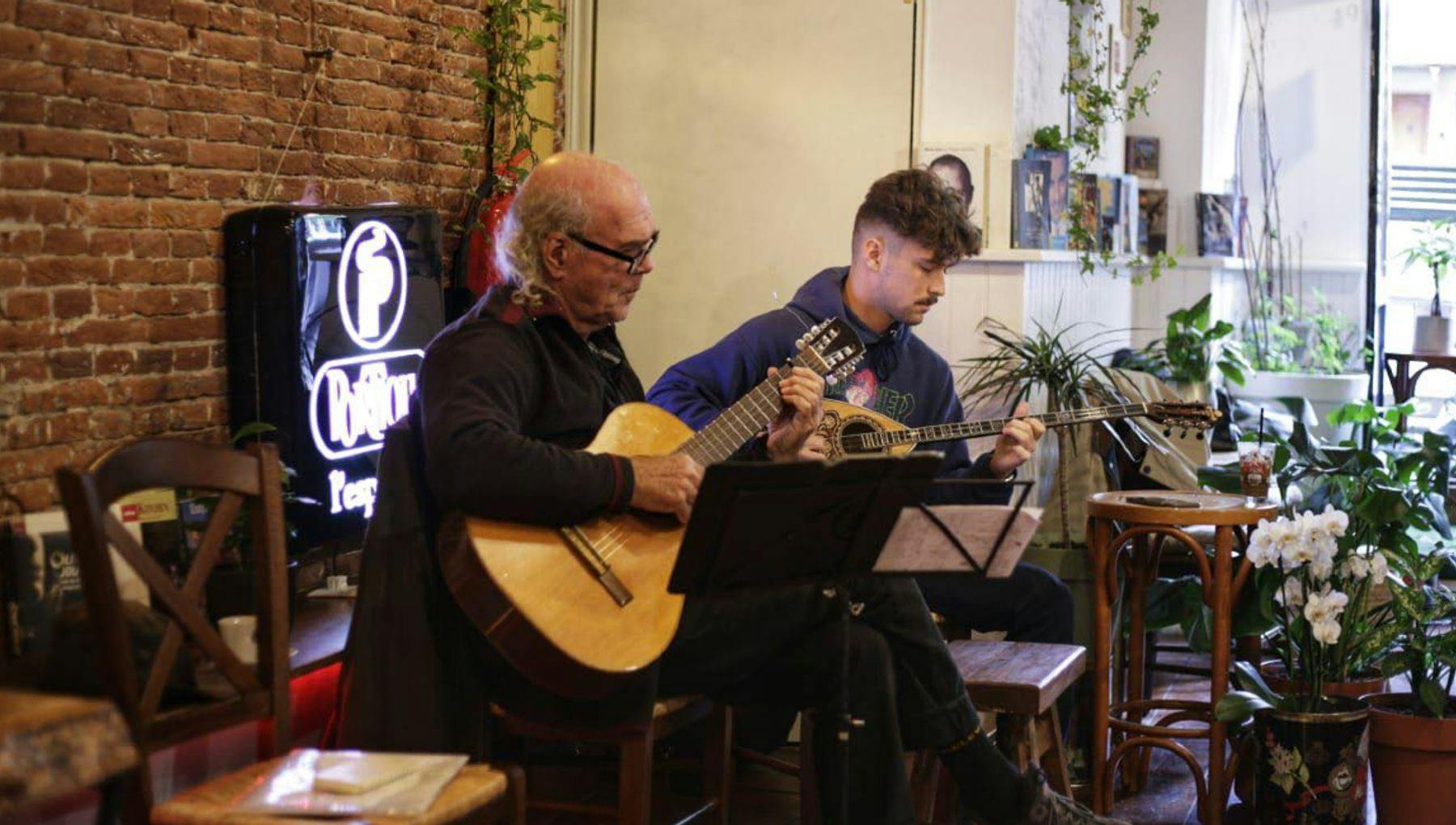 Rebetika music in greek cafe