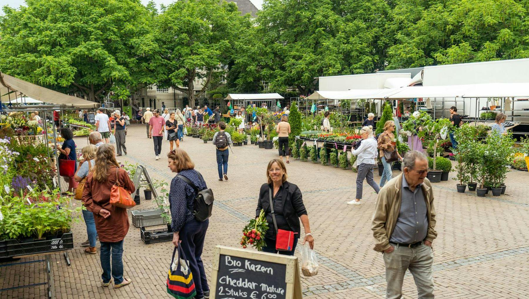 People shopping at the Amstelveld market