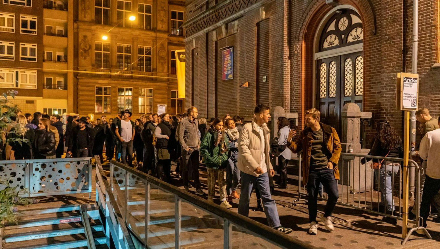 People in line for Paradiso during Amsterdam Dance Event (ADE) 2022.