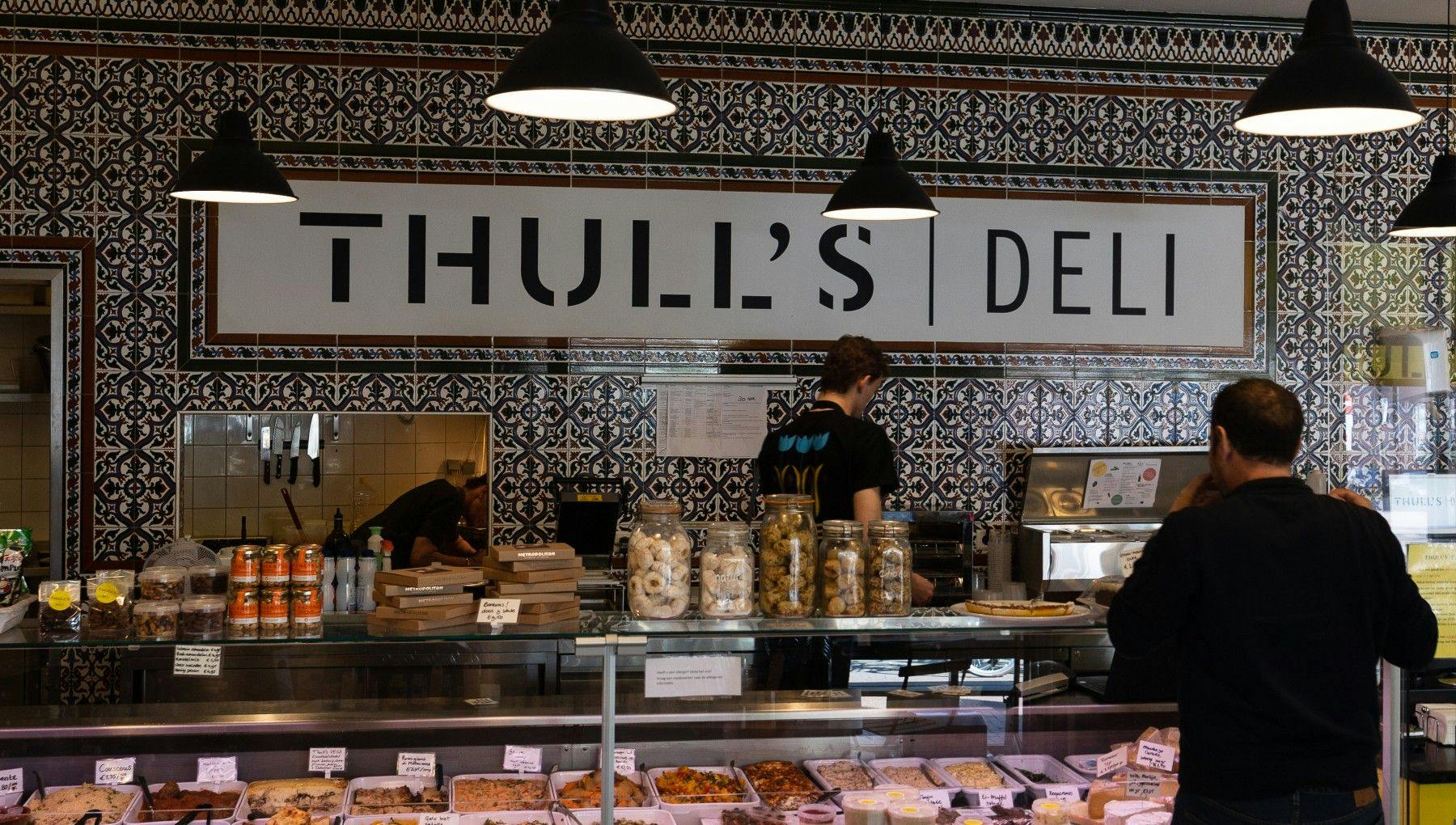 Somebody buying some tasty deli supplies at Thull's Deli