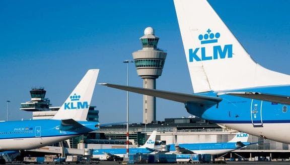 Air Traffic Control Tower With KLM Airplanes at schiphol