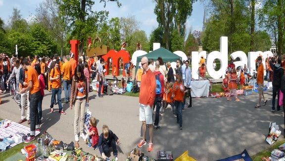 Koningsdag or King's Day is a national holiday in the Kingdom of the Netherlands. Celebrated on 27 April, the date marks the birth of King Willem-Alexander. 

Celebrations: Partying, wearing orange costumes, flea markets, concerts, and traditional local gatherings.