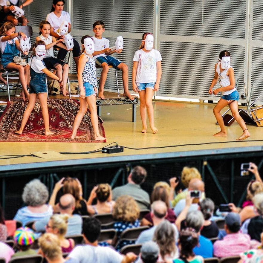 Childrens performance at Vondelpark Openlucht Open Air Theatre Theater in summer