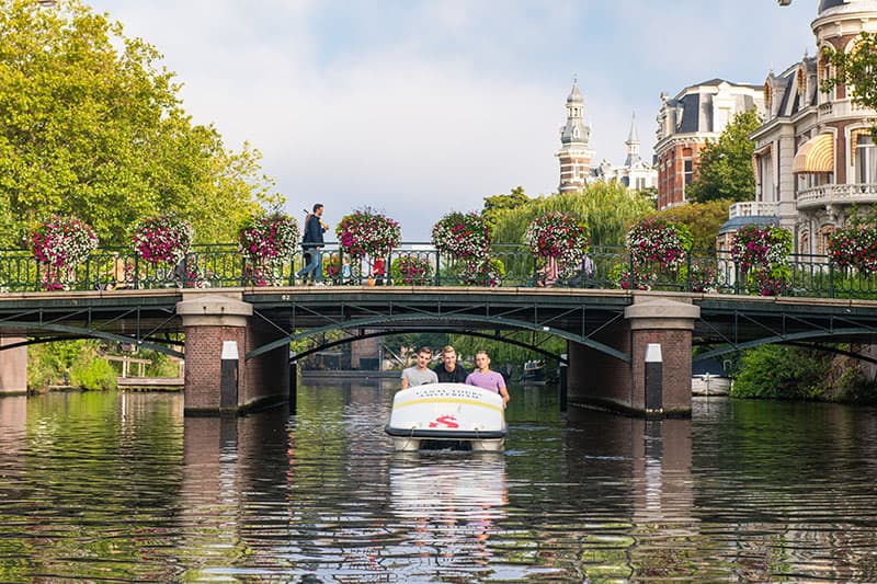 Students on a pedal boat