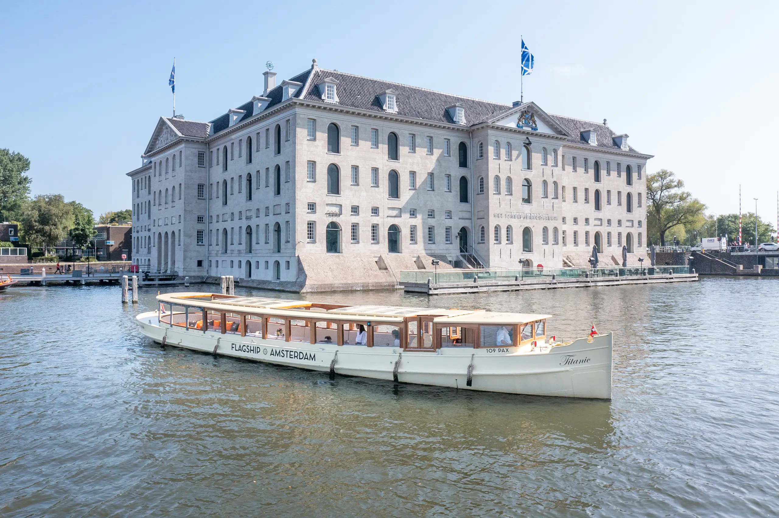 One of our beautiful classic wooden saloon boats hosting the Cheese and Wine Cruise.