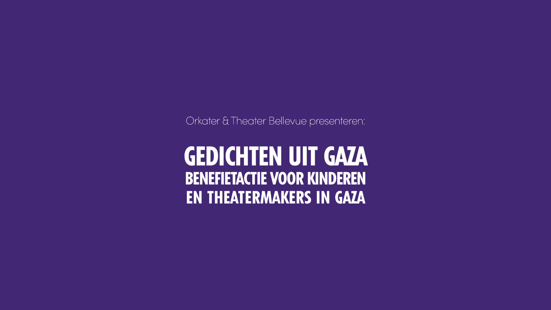 Gedichten uit Gaza - Benefietactie voor kinderen en theatermakers in Gaza