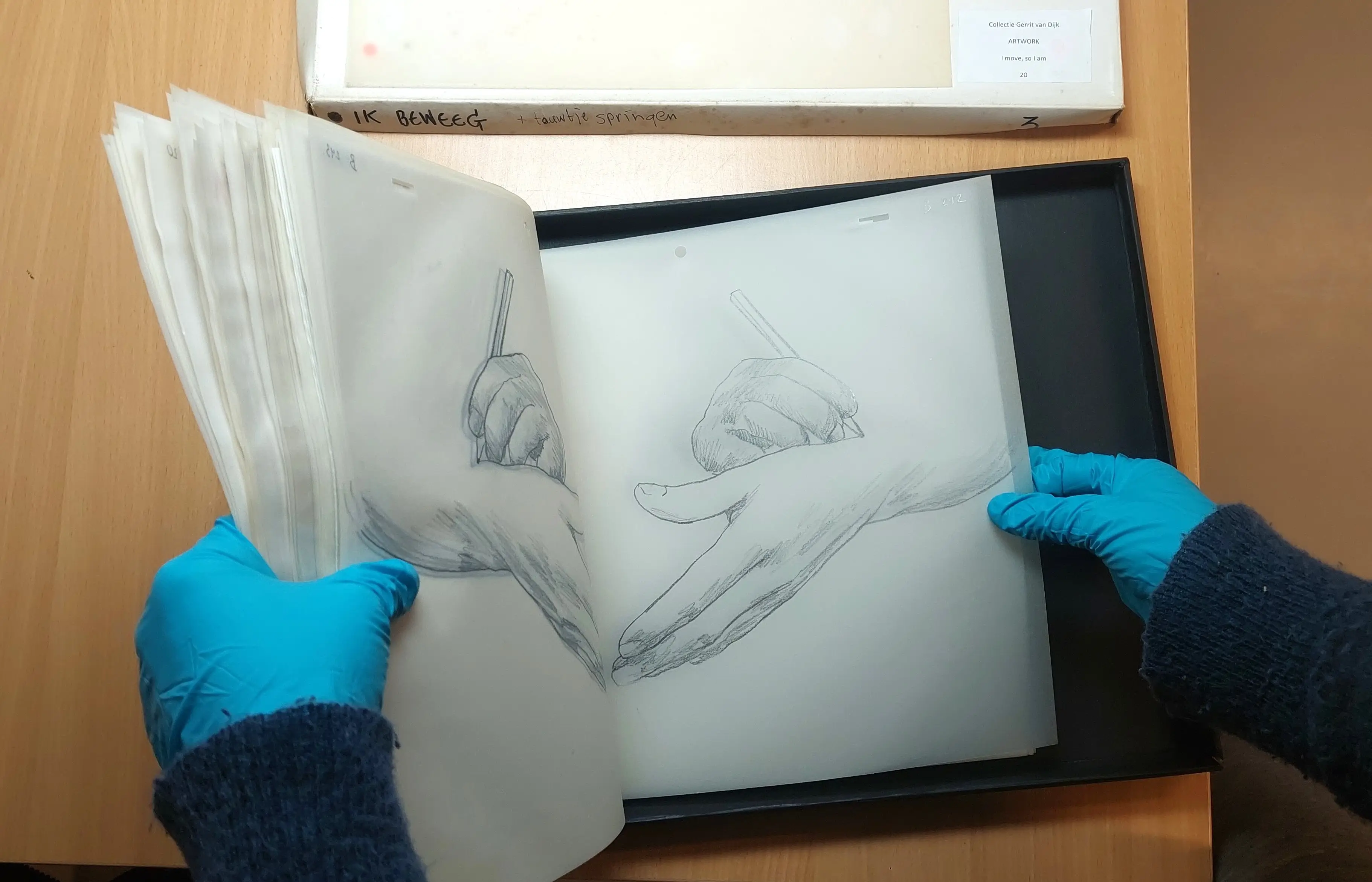 Gerrit van Dijk tekening op kalkvellen