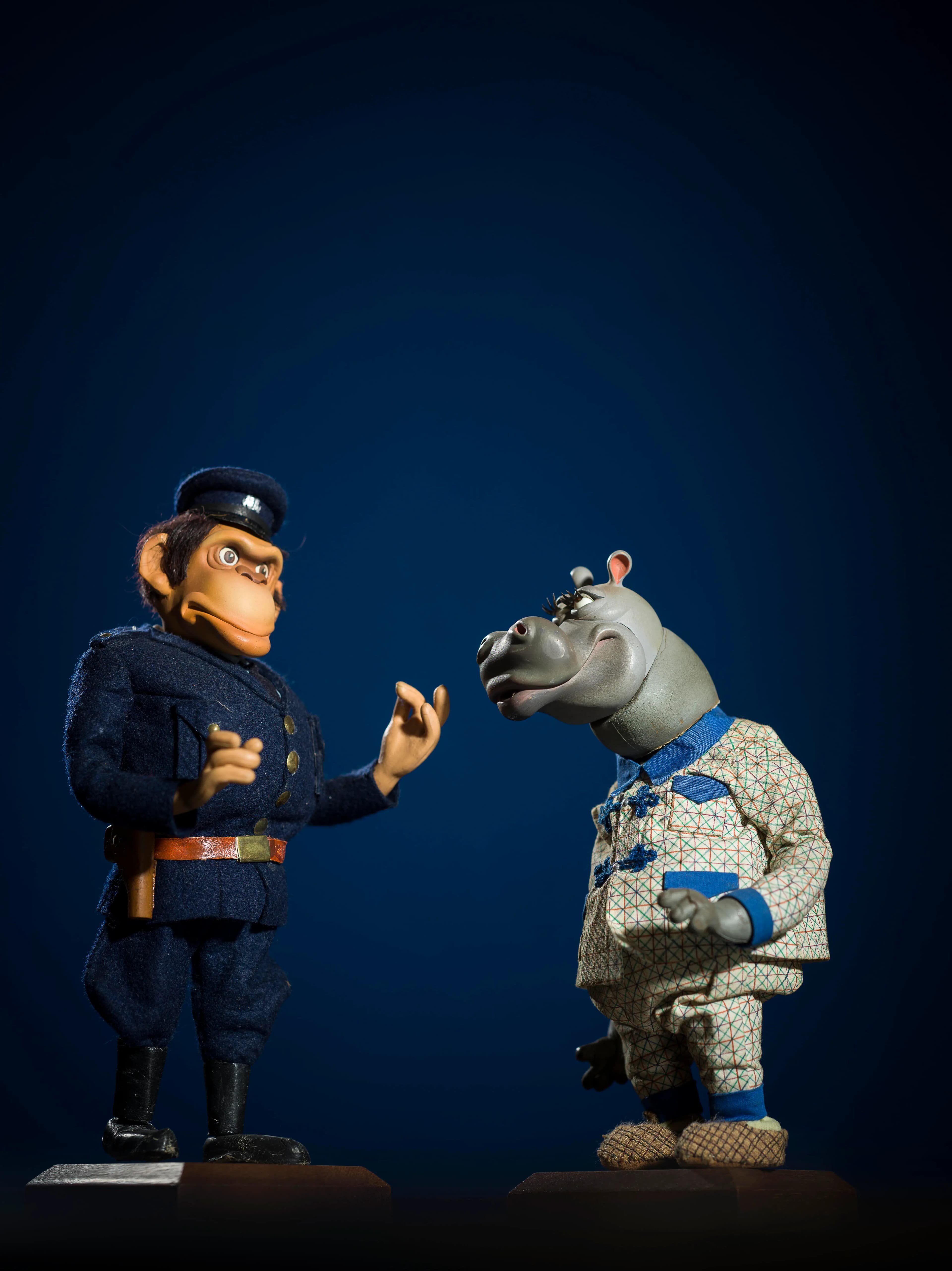 Vader nijlpaard en gorilla politieagend uit de Dollywood Studio van Joop Geesink.