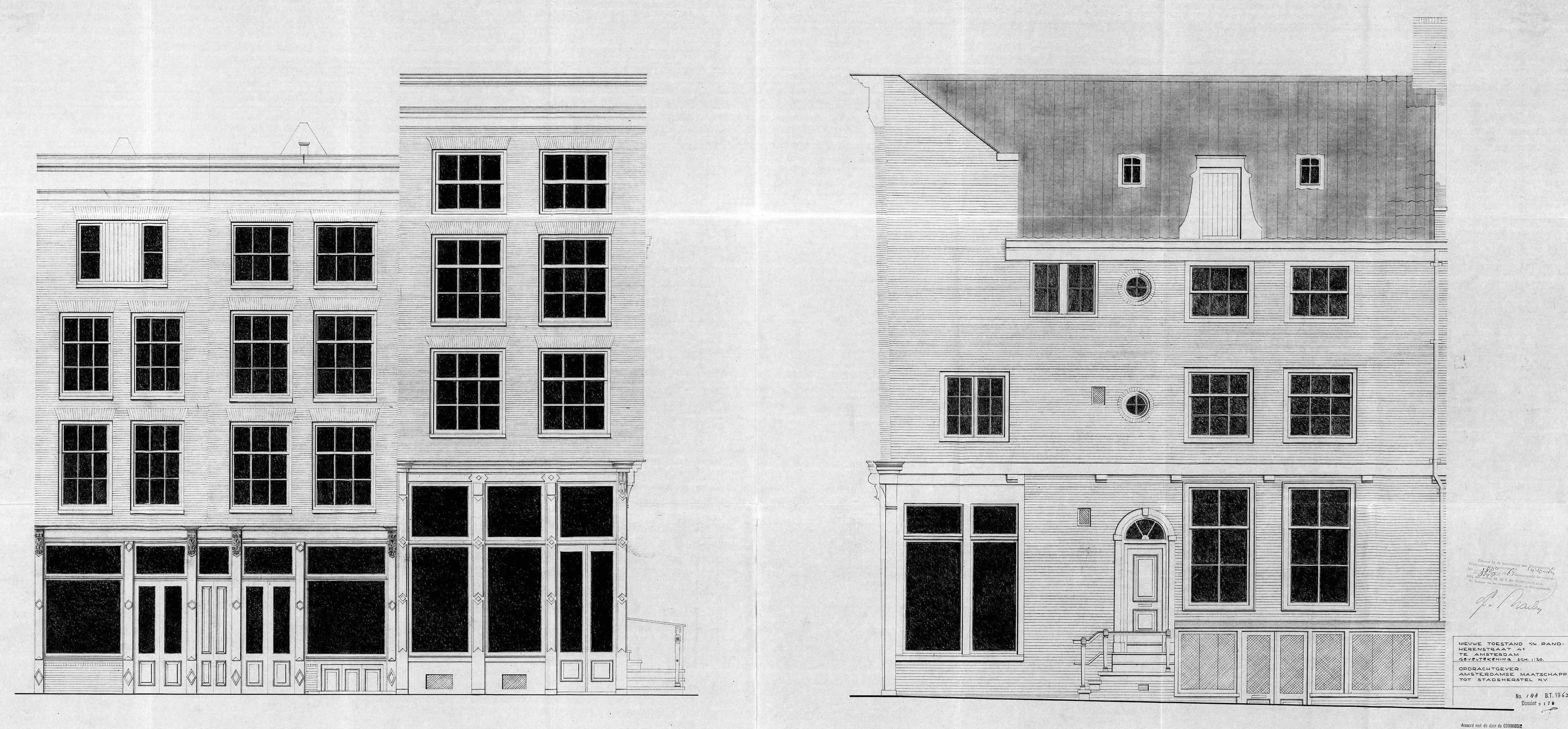 Bouwtekening Herenstraat 10-18c, 1967/69, Stadsherstel, Pandenarchief