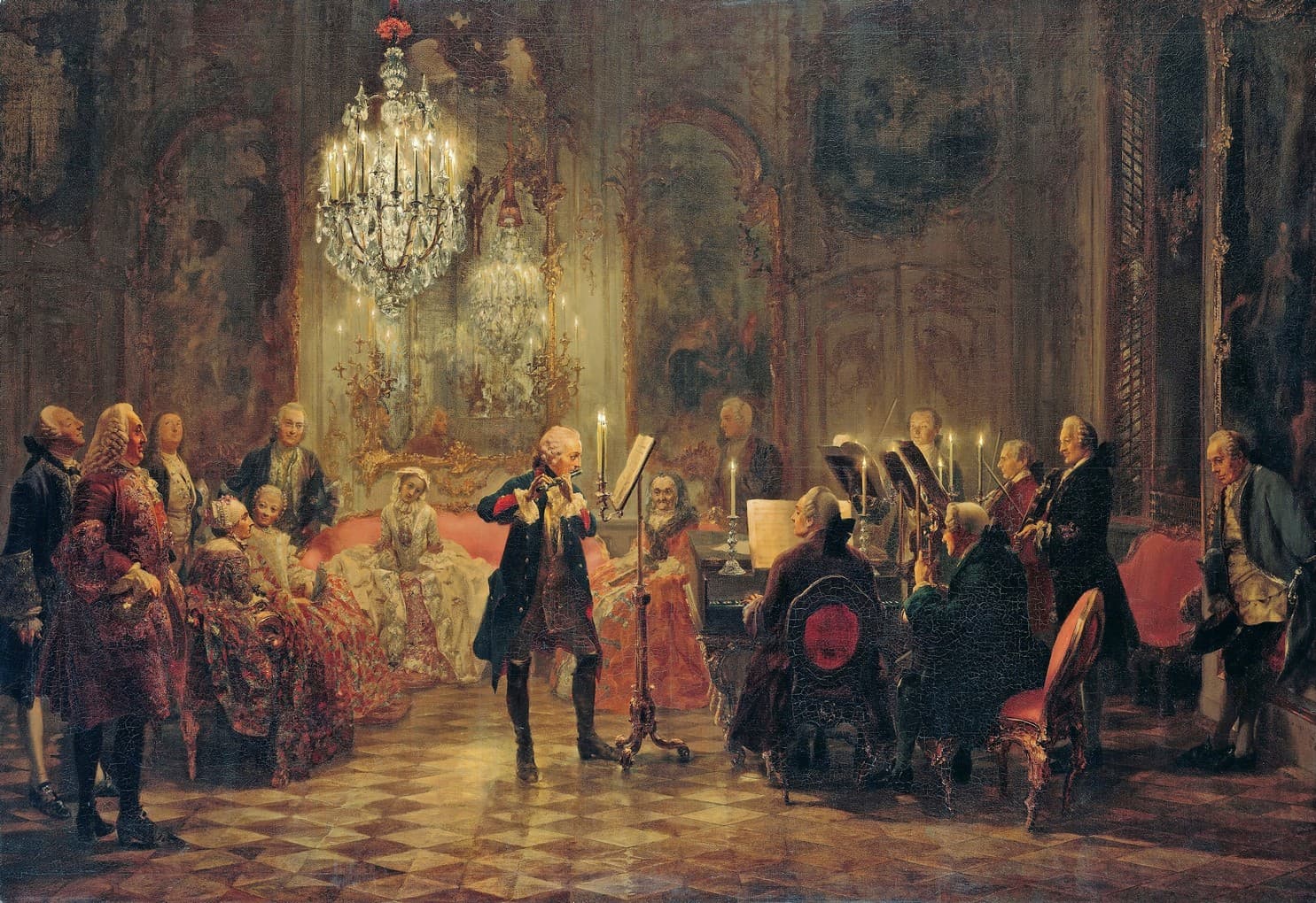 Frederick the Great Playing the Flute at Sanssouci. Adolph von Menzel,