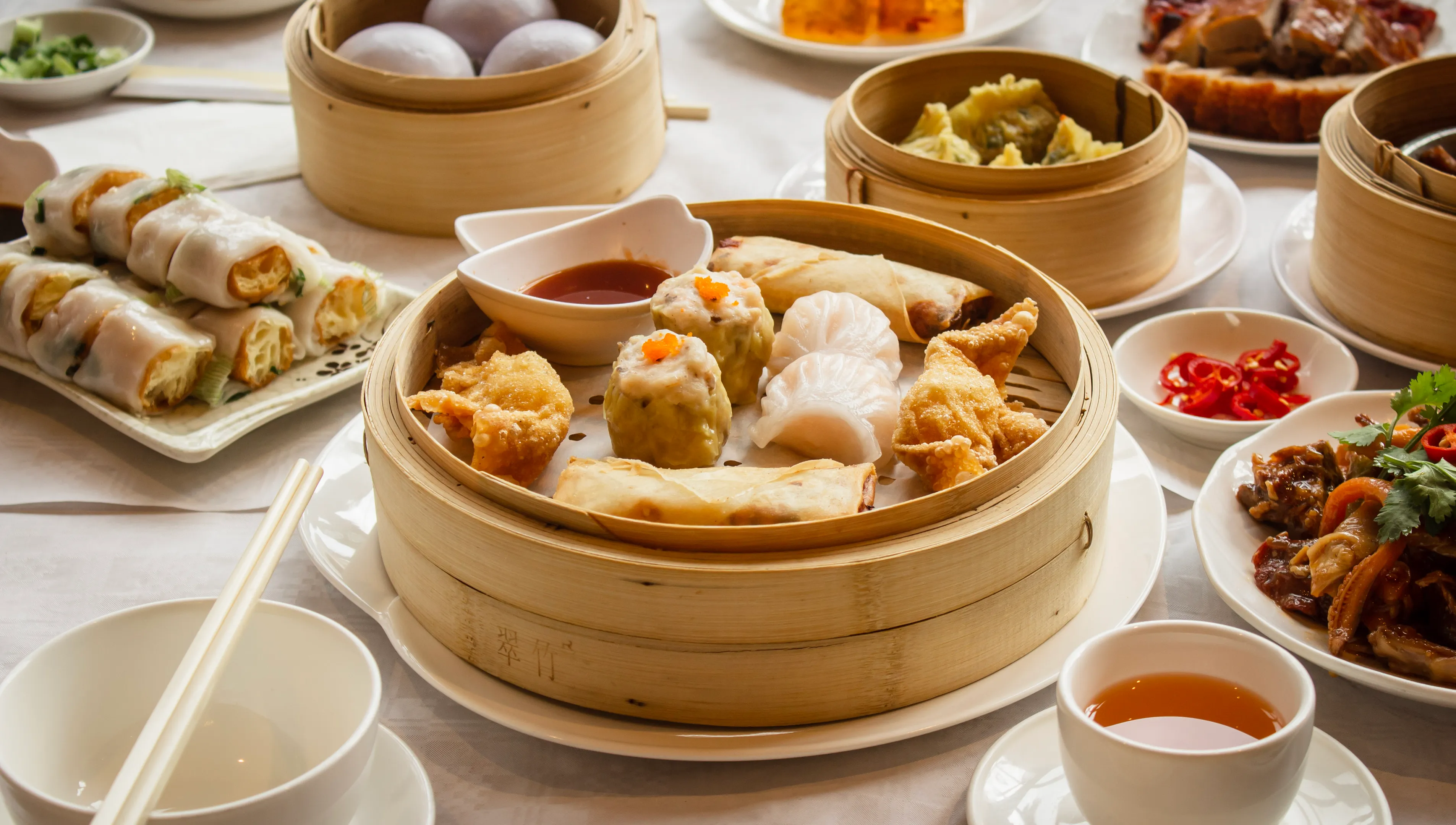Steamed dumplings and dim sum at Full Moon Garden Chinese restaurant