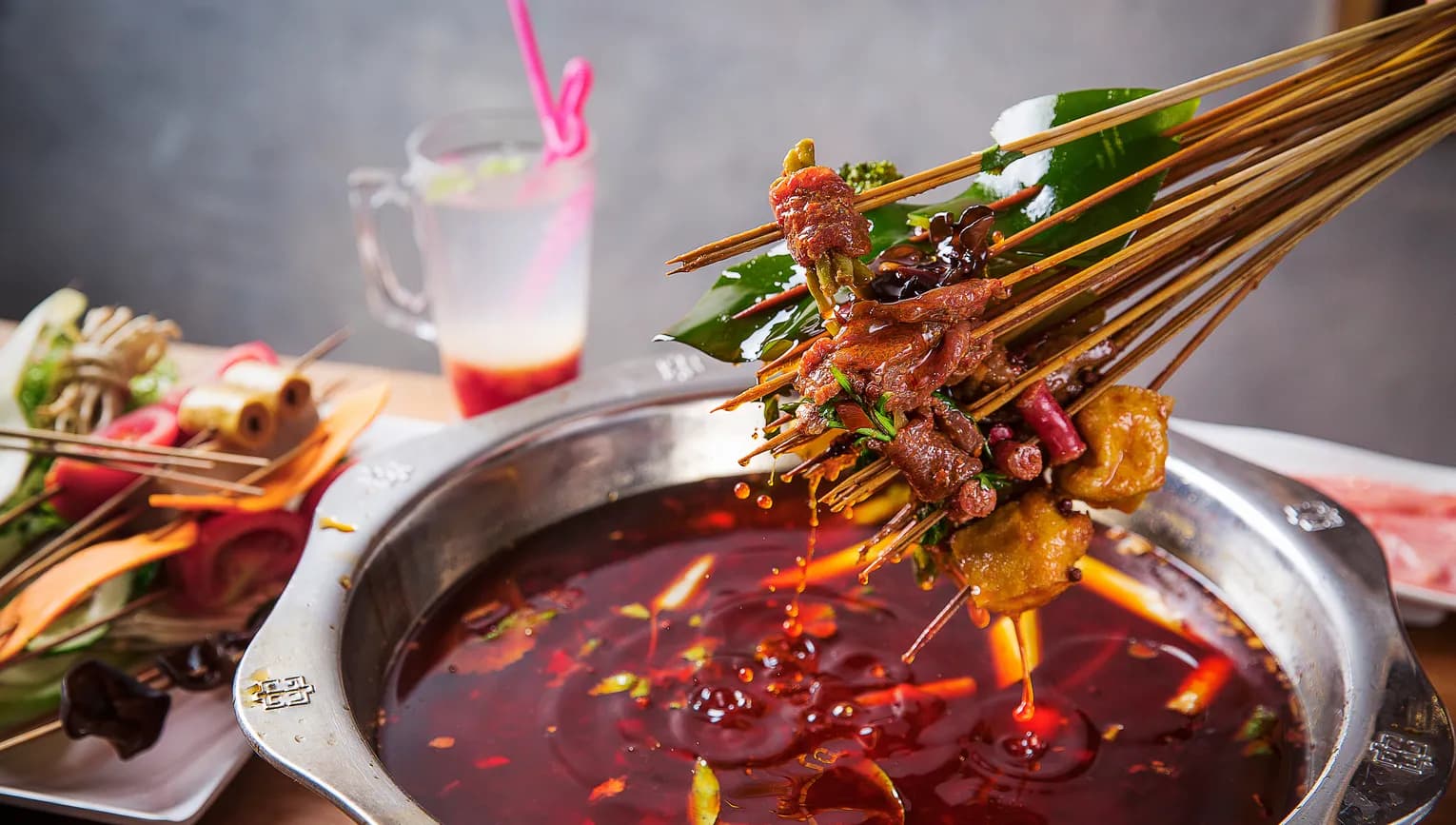 Beef and chicken skewers at Yuan's Hot Pot Chinese restaurant