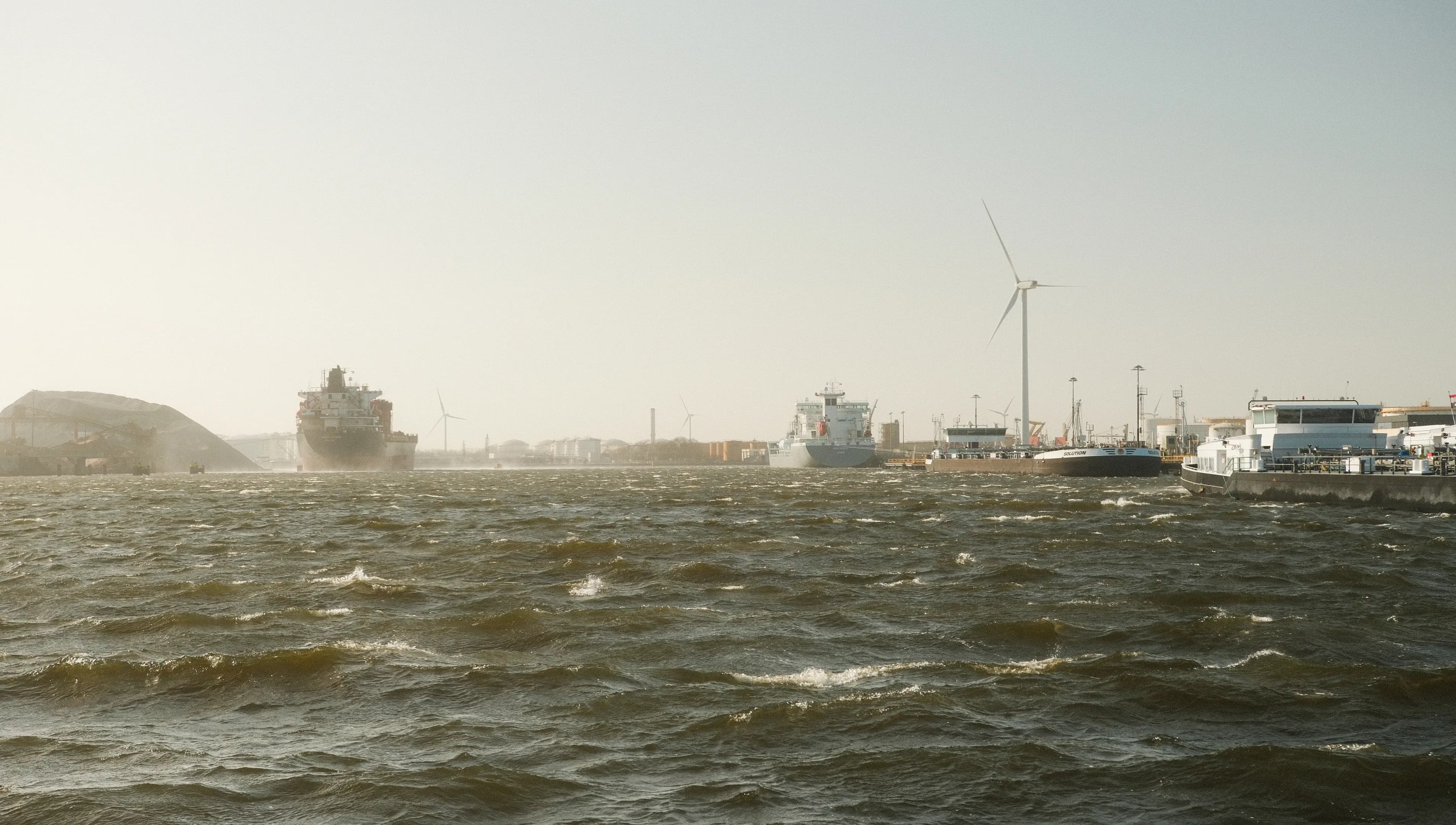 view of the Port ships and wind energy