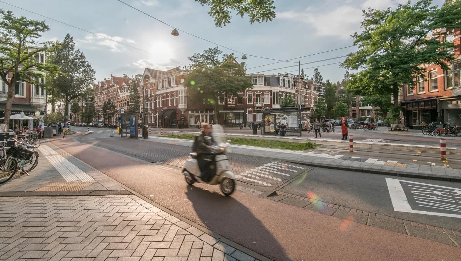Scooter on Cornelis Schuytstraat street view in Oud-Zuid