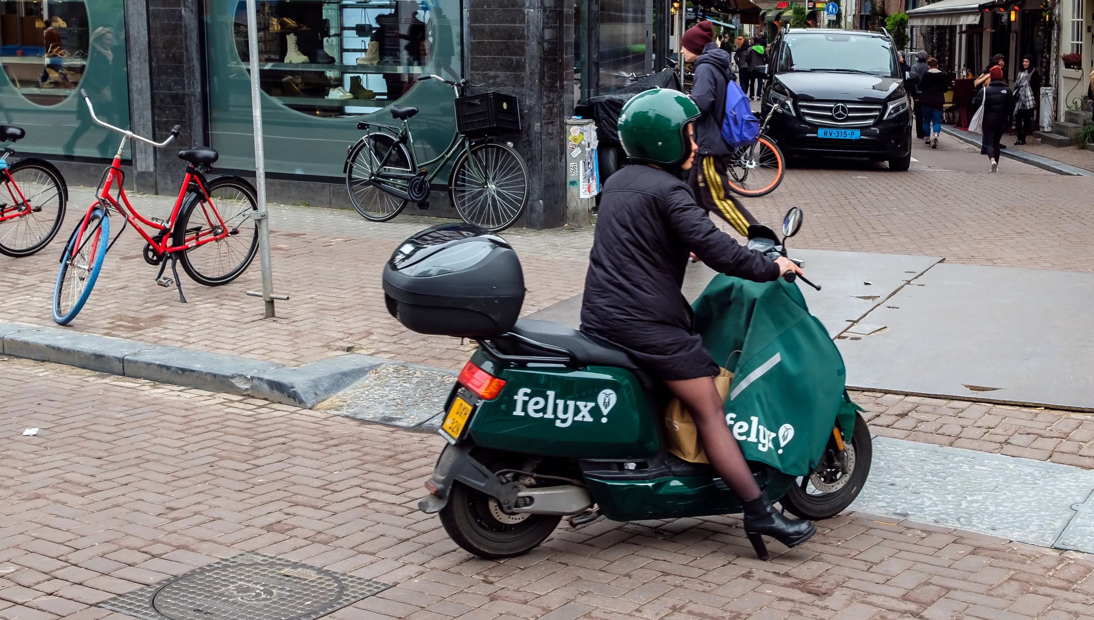 Woman on an electric scooter