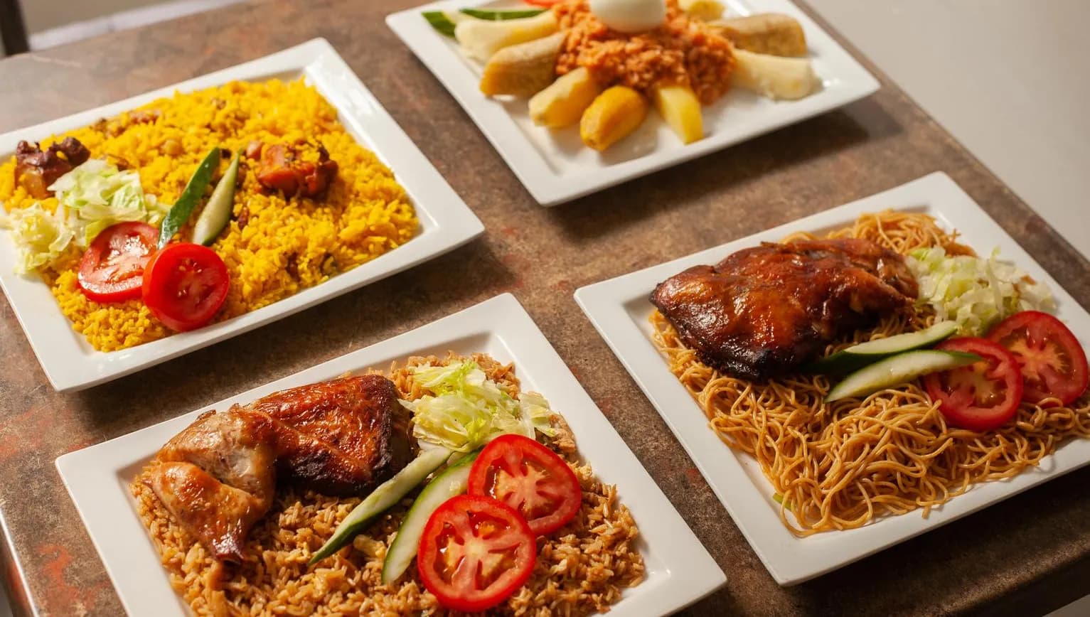 Dishes at New Draver roti shop Amsterdam