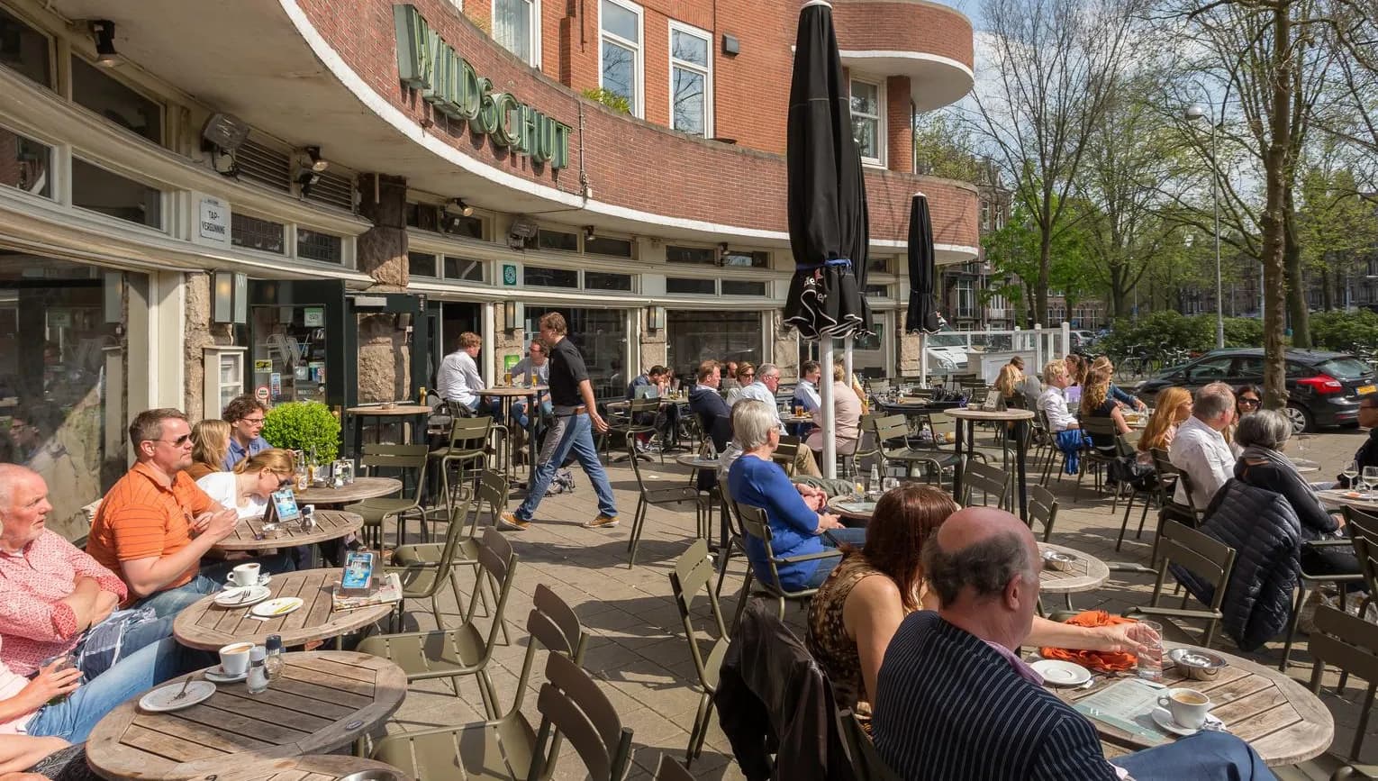 The great terrace of Café Wildschut @ Roelof Hartplein in Amsterdam-Zuid. This photo can be used for all types of content about Café Wildschut.