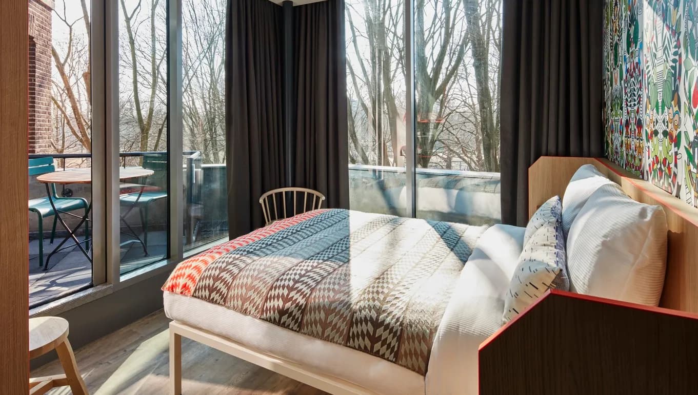 Deluxe King bedroom at Generator Amsterdam hostel near Oosterpak in Oost