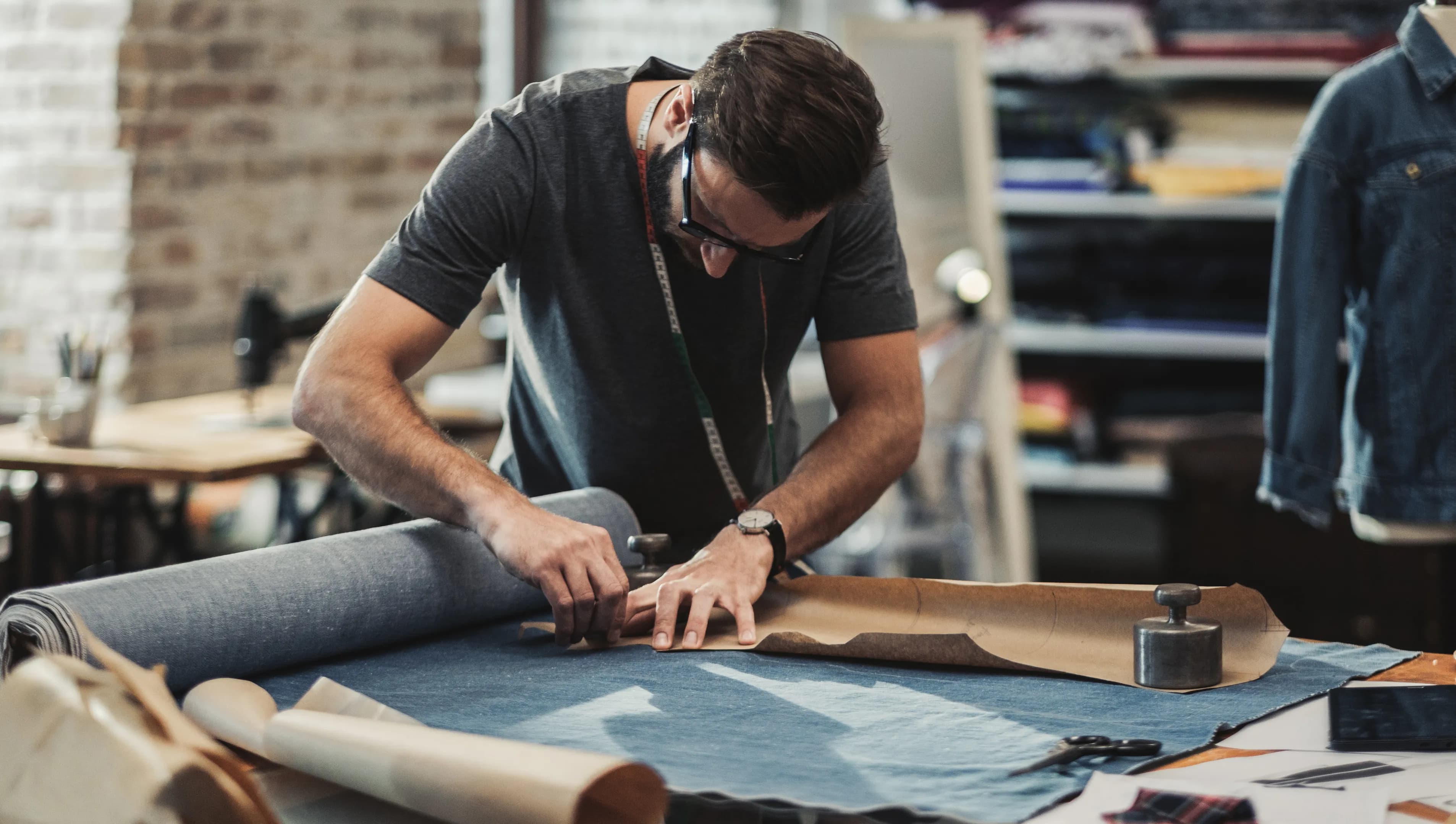 Fashion designer working in his studio.