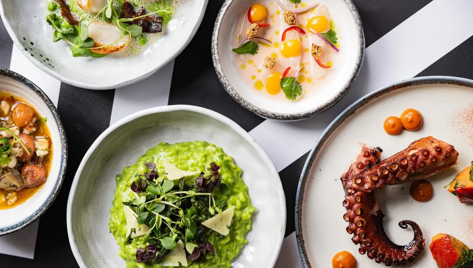 Dishes at ARCA Portuguese restaurant in the art'otel