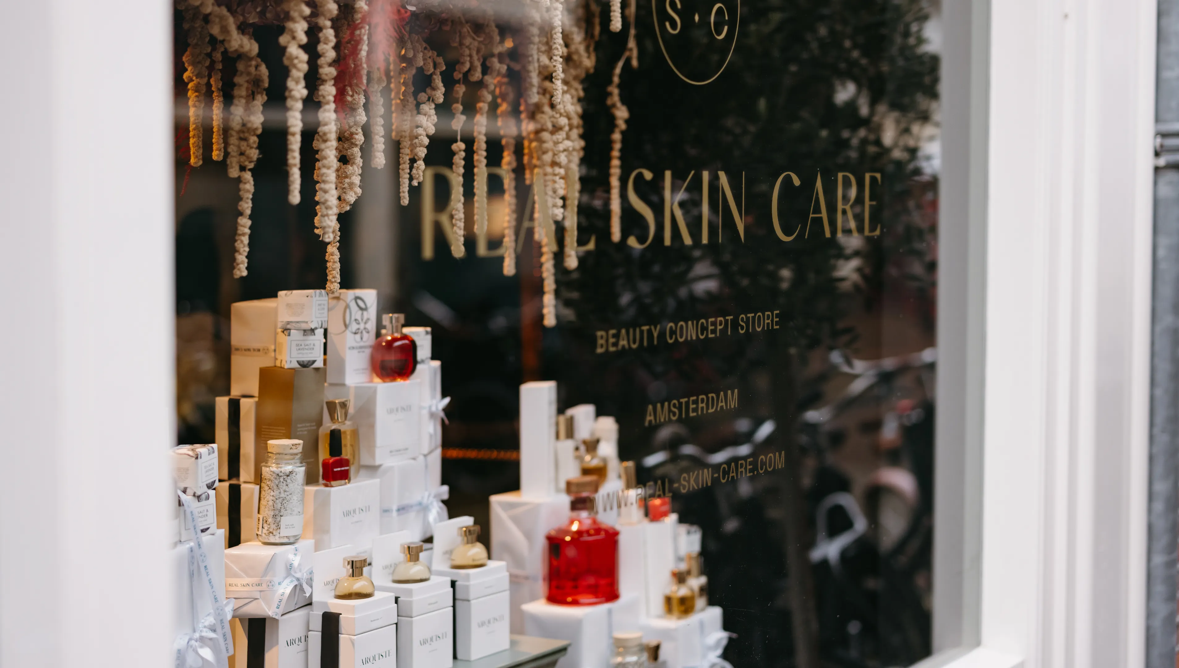 Window display and the exterior of Real Skin Care