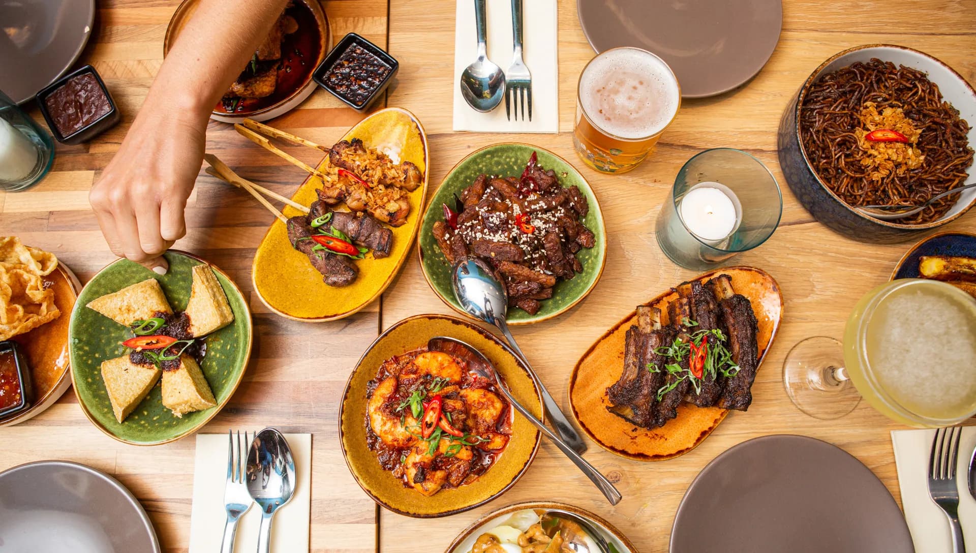 Dishes on table at Warna Baru Indonesian restaurant