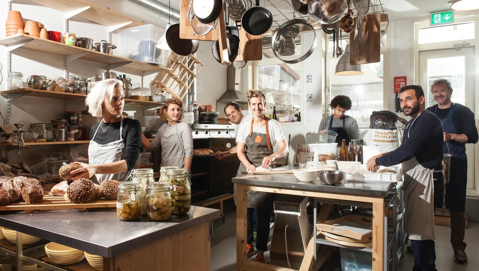 People taking cooking classes at the Baking Lab