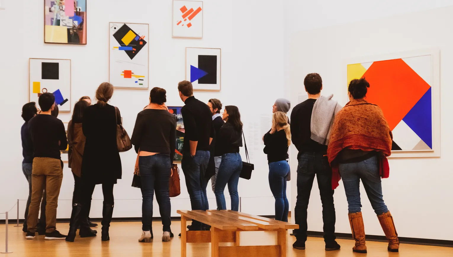 People looking at art in the Stedelijk Museum for Amsterdam Culture Club